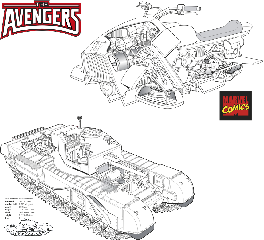Ian-Moores-Graphics-Technical-Illustration-The-Avengers-Churchill-Tank